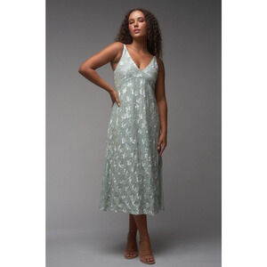 RaeVynn Margot Bridesmaid Midi Dress 0 Swirl Sequins Ice Blue Wolf & Badger NWT